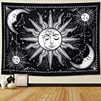 Los mejores  - Tapiz de pared con diseño de soles y lunas en blanco y negro. Para colgar en la pared- tapiz místico como decoración…